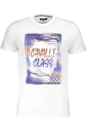 Roberto Cavalli Top, Herre, Hvid, XL, Hvid T-shirt med kortærmet og logo print