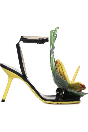 Loewe Sko, Dame, Flerfarvet, 36 EU, Læder, Sort Læder Petal Sandaler