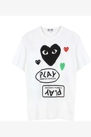 Comme des Garçons Top, Herre, Hvid, L, Bomuld, Logo Print T-Shirt