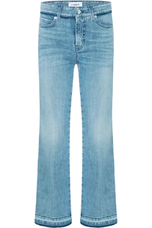 Cambio Jeans, Dame, Blå, L, Denim, Bredbenet denim bukser med lommer