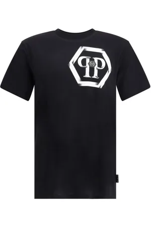 Philipp Plein Top, Herre, Sort, XL, Bomuld, Logoed Statement T-Shirt