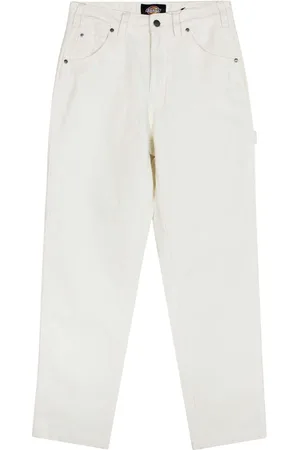Dickies Bukser, Dame, Hvid, W28, Bomuld, Bomuld Tømrer Bukser Triple Syning Hammer Loop