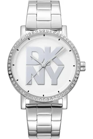 DKNY Tilbehør, Dame, Grå, ONE SIZE, Elegant rustfrit stål kvarts analog ur