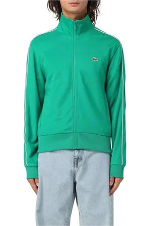 Lacoste Sweathshirts & Hoodies, Herre, Grøn, S, Polyester, Grøn Zip-Up Track Jacket