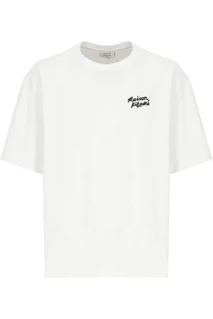 Maison Kitsuné Top, Herre, Hvid, XL, Bomuld, Hvid Bomulds T-shirt med Logo