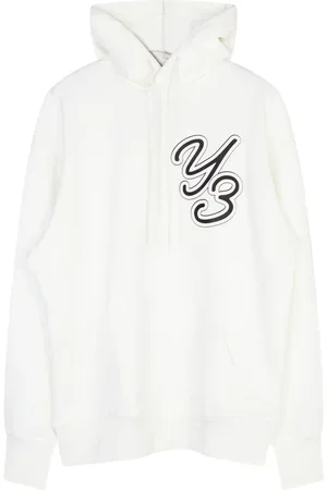 Y-3 Sweathshirts & Hoodies, Herre, Hvid, L, Bomuld, Hvid Grafisk Logo Hættetrøje