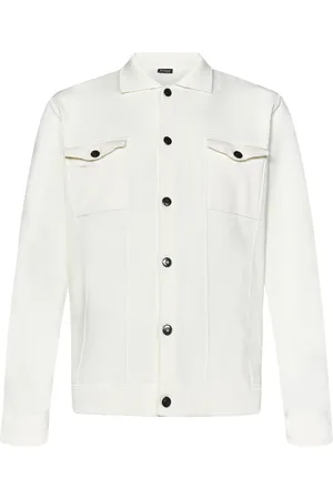 Kiton Jakke, Herre, Hvid, XL, Bomuld, Hvid Bomuld Strikjakke