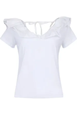 Liu Jo Top, Dame, Hvid, M, Bomuld, Moderne Bomuld V-Hals T-Shirt