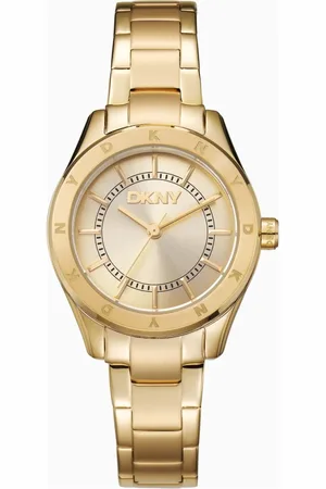 DKNY Tilbehør, Dame, Gul, ONE SIZE, Elegant stål analog kvarts dameur