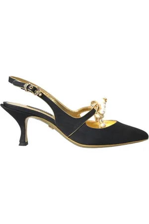 Dolce & Gabbana Sko, Dame, Sort, 36 EU, Læder, Sort Faux Pearl Slingback Pumps