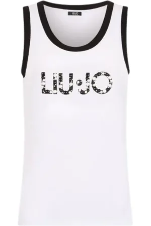 Liu Jo Top, Dame, Hvid, XL, Uld, Perle Logo Top i Hvid