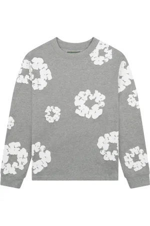 DENIM TEARS Sweathshirts & Hoodies, Herre, Grå, S, Bomuld, Grå Bomuldskrans Langærmet T-shirt