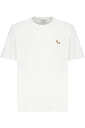 Maison Kitsuné Top, Herre, Hvid, M, Bomuld, Hvid Bomulds T-shirt med Chillax Fox Broderi