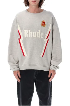 Rhude Sweathshirts & Hoodies, Herre, Grå, L, Bomuld, Lightning Crewneck Strik