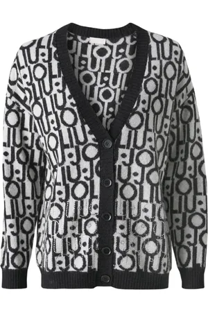 Liu Jo Strik, Dame, Flerfarvet, XL, Uld, Åben Logo Cardigan