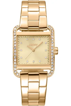 DKNY Tilbehør, Dame, Gul, ONE SIZE, Elegant Rustfrit Stål Analog Ur