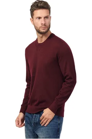 Armani Exchange Strik, Herre, Rød, S, Uld, Klassisk Crewneck Sweater Rødvin