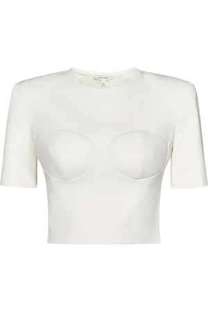 Nensi Dojaka Top, Dame, Hvid, S, Bomuld, Hvid Bomuld Bustier T-Shirt Ss25