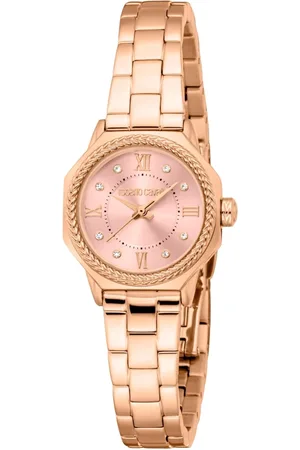 Roberto Cavalli Tilbehør, Dame, Gul, ONE SIZE, Elegant rustfrit stål analogt kvartsur