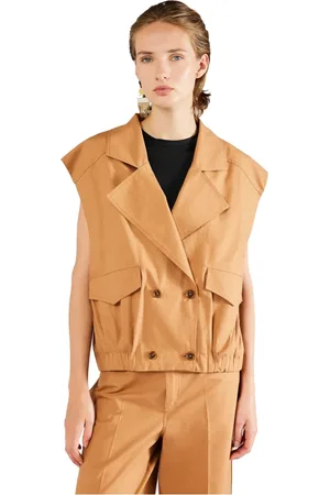 ERIKA CAVALLINI Jakke, Dame, , XS, Bomuld, Bomuld dobbeltradet vest med brede revers