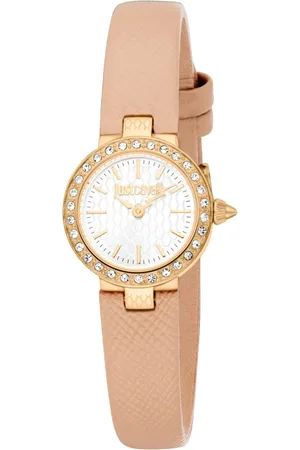 Roberto Cavalli Tilbehør, Dame, Brun, ONE SIZE, Læder, Elegant Quartzur med Læderrem