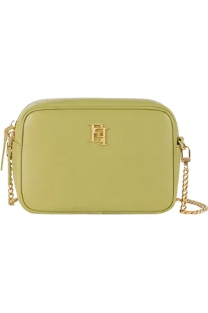 Elisabetta Franchi Taske, Dame, Grøn, ONE SIZE, Uld, Pistacie Skuldertaske med Lynlås Lukning