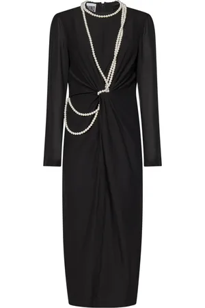 Moschino Kjole, Dame, Sort, M, Bomuld, Elegant Sort Kjole med Perlehalskæder