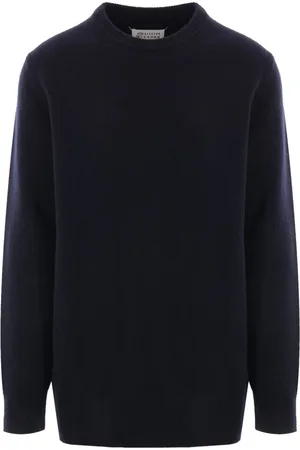 Maison Margiela Strik, Herre, Sort, M, Uld, Blå Uld Crew Neck Sweater