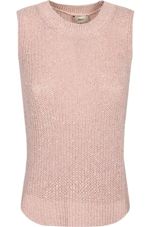 HERNO Strik, Dame, Lyserød, XL, Pailetter, Lyserød Paillet Ærmeløs Top