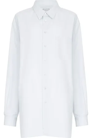 Maison Margiela Bluser & Skjorter, Dame, Blå, XS, Bomuld, Klar Blå Oversized Bomuldsskjorte