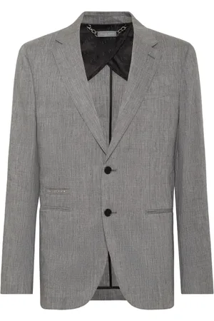 Philipp Plein Jakke, Herre, Grå, 2XL, Uld, Stilfuld Blazer med Unikt Design