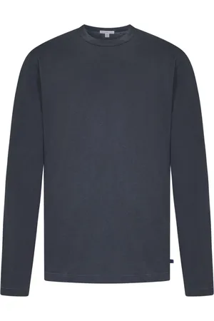 James Perse Top, Herre, Blå, L, Bomuld, Blå Bomulds T-shirt Langærmet