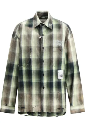 MIHARA YASUHIRO Skjorte, Herre, Grøn, S, Bomuld, Vintage Oversized Skjorte med Monogram Patch