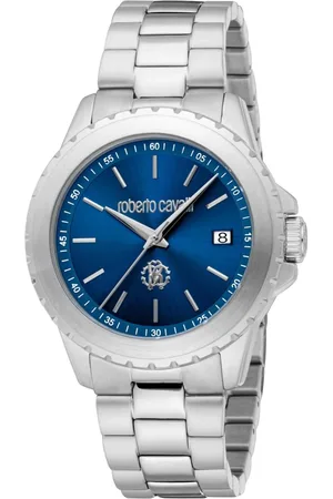 Roberto Cavalli Tilbehør, Herre, Grå, ONE SIZE, Herreur med kvarts analog ur og dato