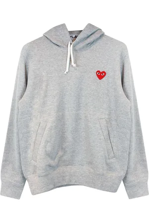 Comme des Garçons Sweathshirts & Hoodies, Herre, Grå, M, Bomuld, Grå Heart Applique Hoodie