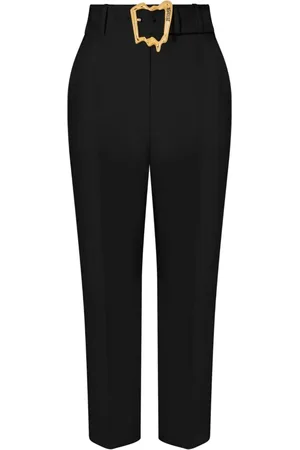 Moschino Bukser, Dame, Sort, M, Uld, Elegant Sorte Bukser med Guld Detalje
