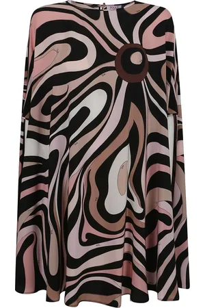 Emilio Pucci Kjole, Dame, Flerfarvet, M, Sort Silkekjole Elegant Chic Stil