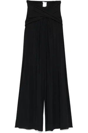 Amazuìn Bukser, Dame, Sort, ONE SIZE, Uld, Sorte Wide-Leg Jersey Bukser
