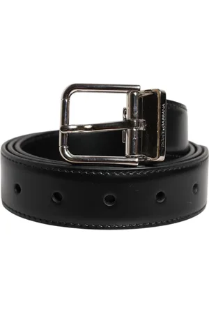Dolce & Gabbana Tilbehør, Herre, Sort, 95 CM, Sort Kalveskind Metal Spænde Bælte