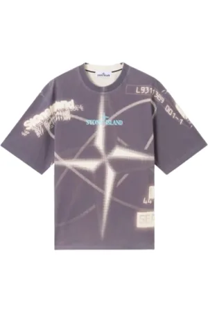 Stone Island Top, Herre, Grå, L, Bomuld, Y2K Compass One T-shirt