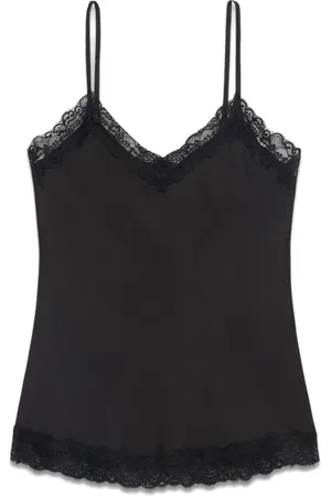 Oltre Top, Dame, Sort, XL, Satin, Top lingeri i satin og blonder