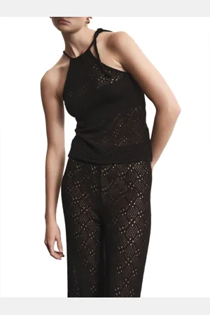 AKEP Top, Dame, Sort, M, Bomuld, Sort Hæklet Tank Top