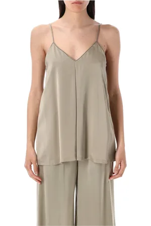 Fabiana Filippi Top, Dame, Grå, XS, Satin, Diamanttråd Satin Lingeri Top