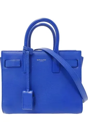 Saint Laurent Pre-owned, Dame, Blå, ONE SIZE, Uld, Pre-owned Laeder hndtasker