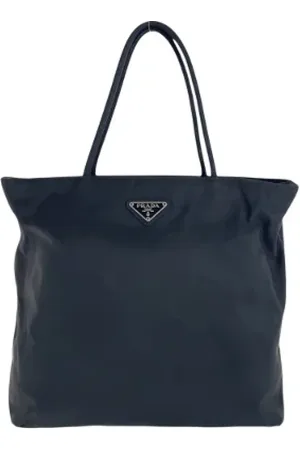 Prada Pre-owned, Dame, Sort, ONE SIZE, Uld, Pre-owned Canvas totes
