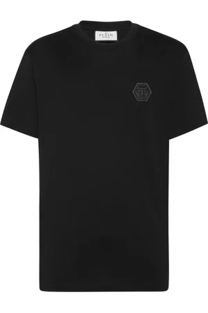 Philipp Plein Top, Herre, Sort, L, Bomuld, Mønstret Logo T-shirt