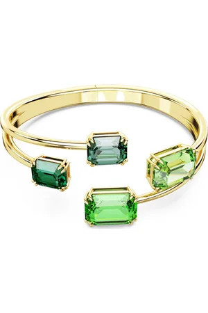 Swarovski Tilbehør, Dame, Gul, M, Uld, Millenia Armbånd, Grøn Ottekantet Sten