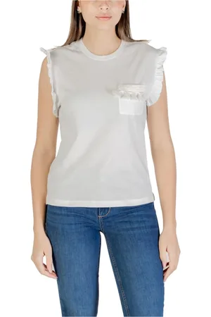 ONLY Top, Dame, Hvid, XS, Bomuld, Hvid Bomuld Tank Top med Lomme