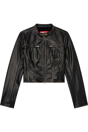 Diesel Jakke, Dame, Sort, S, Uld, Sort zip-front jakke med krave