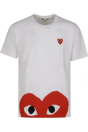 Comme des Garçons Top, Herre, Hvid, XL, Bomuld, Hvid Skjorte med Rød Emblem